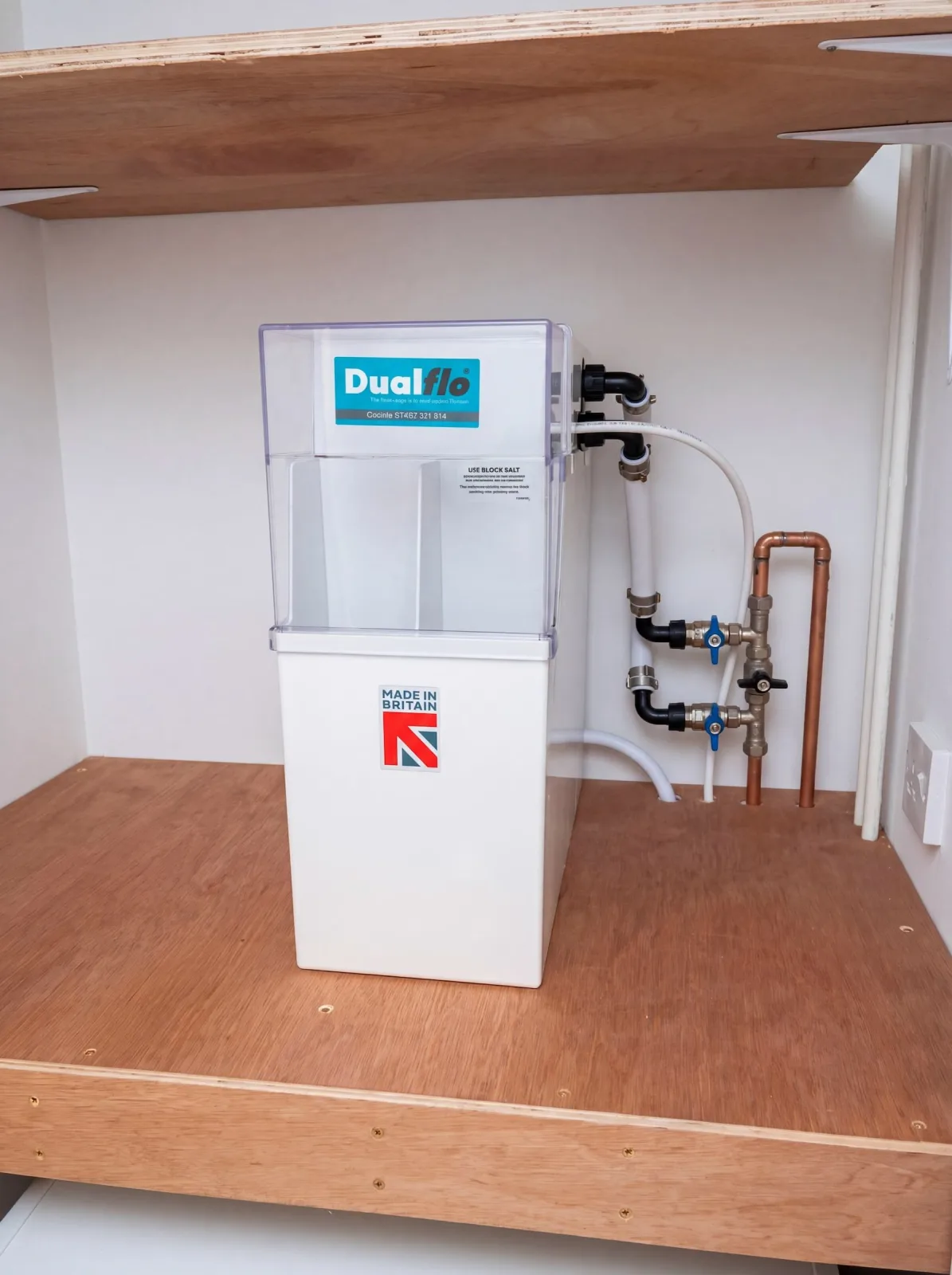 Aqualogic engineer installing a block-salt softener